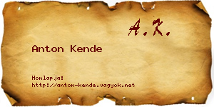 Anton Kende névjegykártya